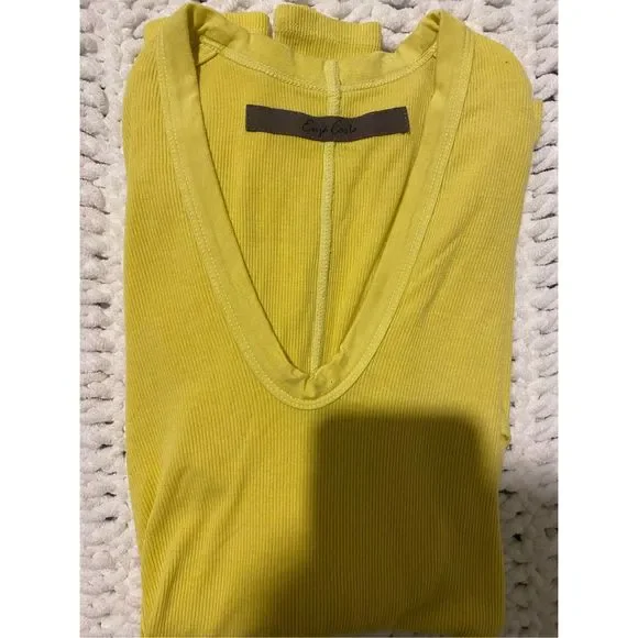 ENZA COSTA Knit Long Sleeve Fitted U Top in Acid $225 - Picture 6 of 7